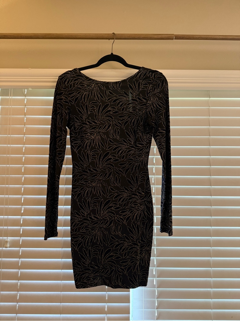 Windsor Black Long Sleeve Glitter Bodycon Dress